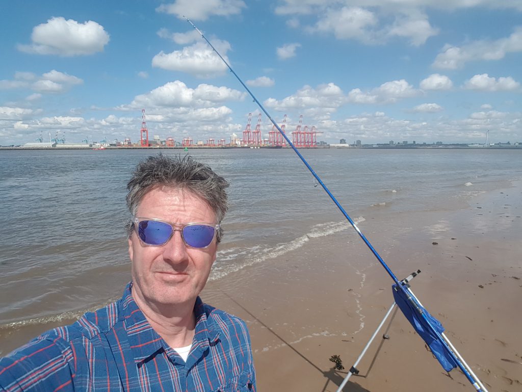 Setting up with the breeze at our backs - a lovely view of Liverpool Docks